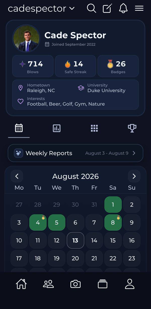 GreyBand app profile calendar